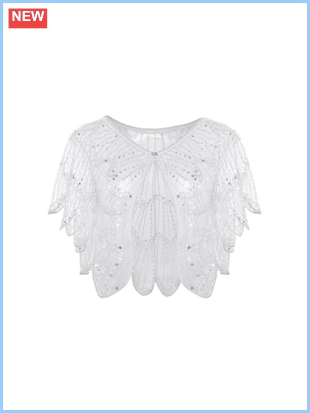 Beaded Sequin Evening Shawl Wrap Vintage 1920s Gatsby Cape Cover Up